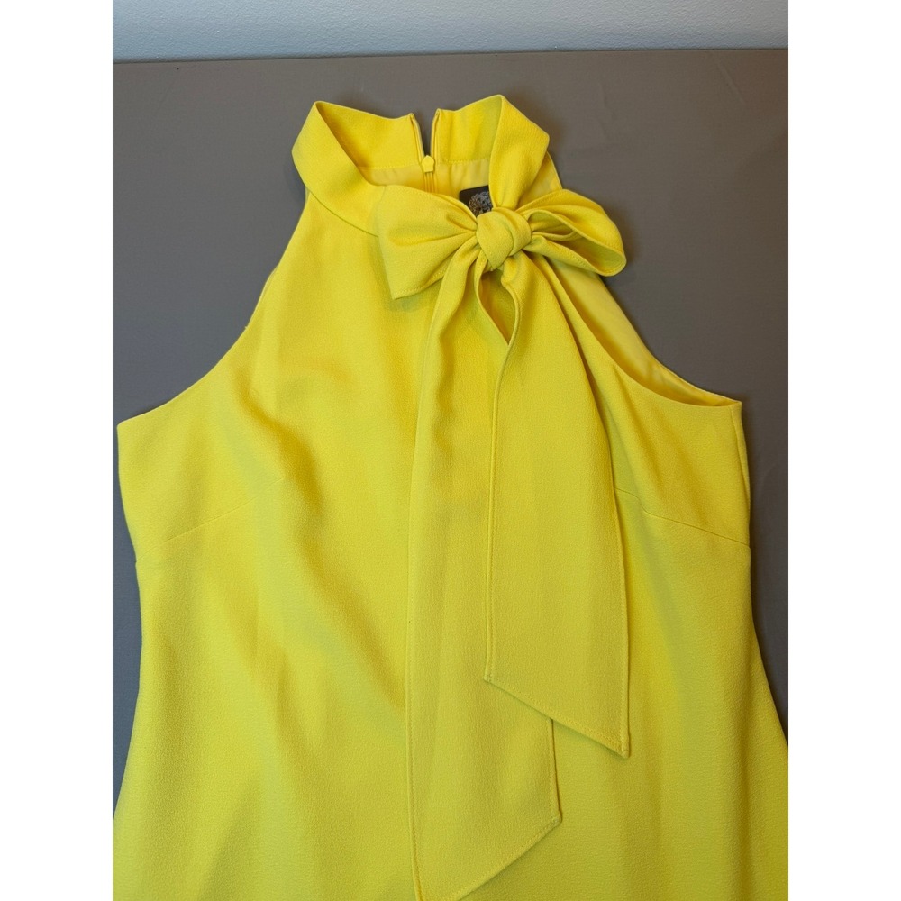 Vince Camuto Yellow Halter‎ Neck Bow Ruffle Hem Cocktail Dress Size 4